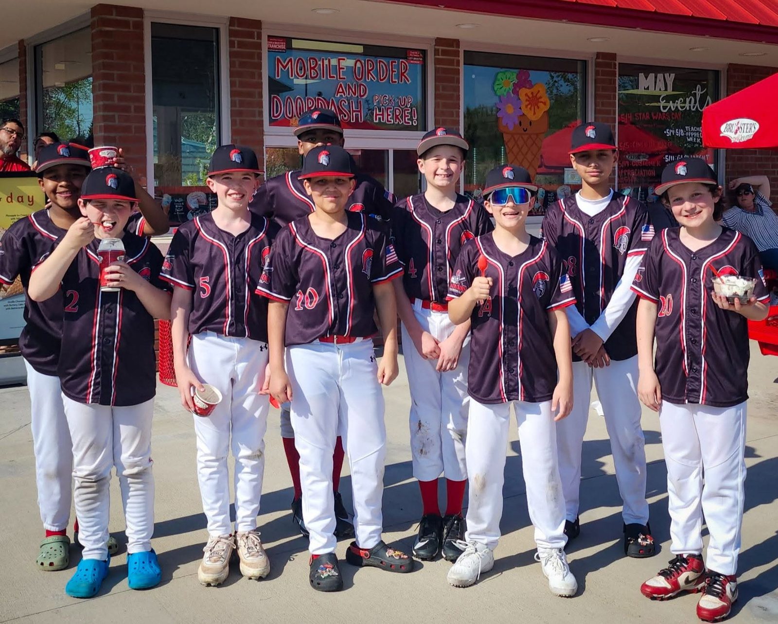 Team celebrating with ice cream